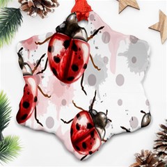 Ladybugs-pattern-texture-watercolor Ornament (snowflake)