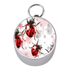 Ladybugs-pattern-texture-watercolor Mini Silver Compasses by Salman4z