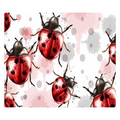 Ladybugs-pattern-texture-watercolor Two Sides Premium Plush Fleece Blanket (small) by Salman4z