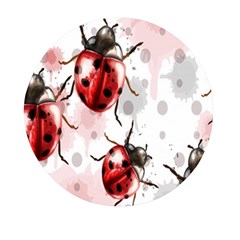 Ladybugs-pattern-texture-watercolor Mini Round Pill Box by Salman4z