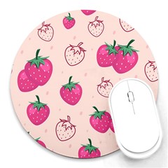 Seamless-strawberry-fruit-pattern-background Round Mousepad by Salman4z