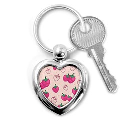 Seamless-strawberry-fruit-pattern-background Key Chain (heart) by Salman4z