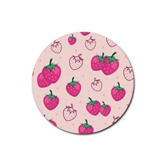 Seamless-strawberry-fruit-pattern-background Rubber Coaster (round) by Salman4z