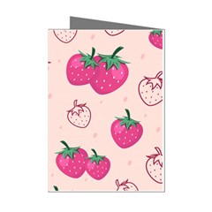 Seamless-strawberry-fruit-pattern-background Mini Greeting Cards (pkg Of 8)