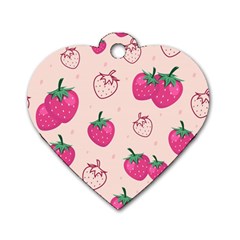 Seamless-strawberry-fruit-pattern-background Dog Tag Heart (one Side) by Salman4z