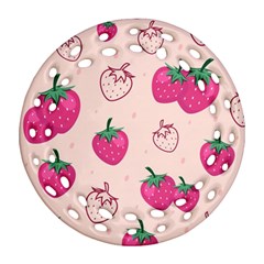 Seamless-strawberry-fruit-pattern-background Round Filigree Ornament (two Sides)