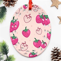 Seamless-strawberry-fruit-pattern-background Ornament (oval Filigree)