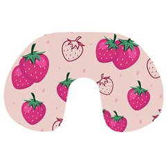 Seamless-strawberry-fruit-pattern-background Travel Neck Pillow by Salman4z