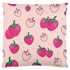 Seamless-strawberry-fruit-pattern-background Large Premium Plush Fleece Cushion Case (two Sides) by Salman4z