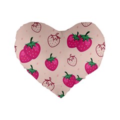 Seamless-strawberry-fruit-pattern-background Standard 16  Premium Flano Heart Shape Cushions by Salman4z