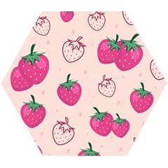 Seamless-strawberry-fruit-pattern-background Wooden Puzzle Hexagon by Salman4z