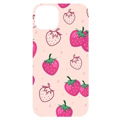 Seamless-strawberry-fruit-pattern-background Iphone 14 Plus Black Uv Print Case by Salman4z