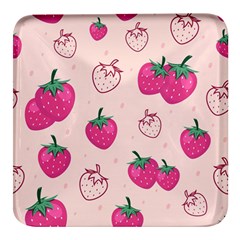 Seamless-strawberry-fruit-pattern-background Square Glass Fridge Magnet (4 Pack)