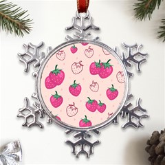 Seamless-strawberry-fruit-pattern-background Metal Large Snowflake Ornament