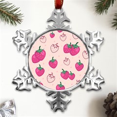 Seamless-strawberry-fruit-pattern-background Metal Small Snowflake Ornament by Salman4z