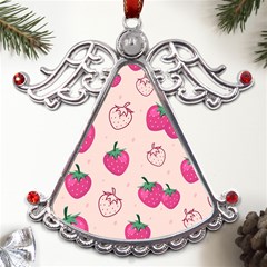 Seamless-strawberry-fruit-pattern-background Metal Angel With Crystal Ornament