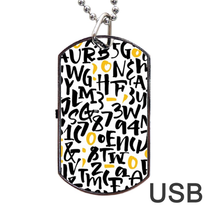 Letters-pattern Dog Tag USB Flash (One Side)