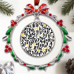 Letters-pattern Metal X mas Wreath Ribbon Ornament