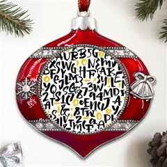 Letters-pattern Metal Snowflake And Bell Red Ornament