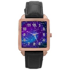 Realistic-night-sky-poster-with-constellations Rose Gold Leather Watch  by Salman4z