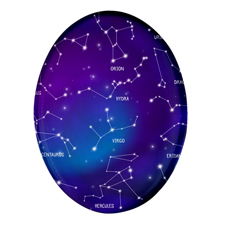 Realistic-night-sky-poster-with-constellations Oval Glass Fridge Magnet (4 pack)