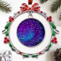 Realistic-night-sky-poster-with-constellations Metal X mas Wreath Ribbon Ornament