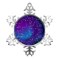 Realistic-night-sky-poster-with-constellations Metal Small Snowflake Ornament by Salman4z