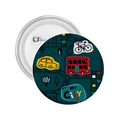 Seamless-pattern-hand-drawn-with-vehicles-buildings-road 2 25  Buttons by Salman4z