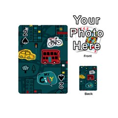 Seamless-pattern-hand-drawn-with-vehicles-buildings-road Playing Cards 54 Designs (mini)