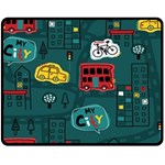 Seamless-pattern-hand-drawn-with-vehicles-buildings-road Two Sides Fleece Blanket (Medium) 58.8 x47.4  Blanket Front