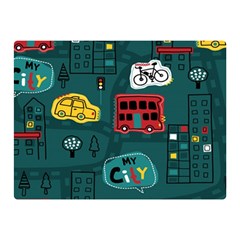 Seamless-pattern-hand-drawn-with-vehicles-buildings-road Two Sides Premium Plush Fleece Blanket (mini) by Salman4z