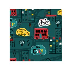 Seamless-pattern-hand-drawn-with-vehicles-buildings-road Square Satin Scarf (30  X 30 ) by Salman4z