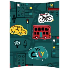 Seamless-pattern-hand-drawn-with-vehicles-buildings-road Back Support Cushion by Salman4z