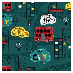 Seamless-pattern-hand-drawn-with-vehicles-buildings-road Lightweight Scarf  by Salman4z