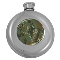 Camouflage-splatters-background Round Hip Flask (5 Oz) by Salman4z