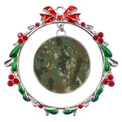 Camouflage-splatters-background Metal X mas Wreath Ribbon Ornament by Salman4z