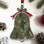 Camouflage-splatters-background Metal Holly Leaf Bell Ornament Front