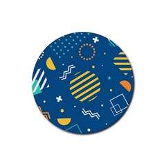 Flat-design-geometric-shapes-background Rubber Round Coaster (4 Pack) by Salman4z