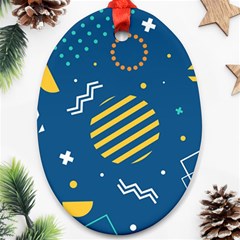 Flat-design-geometric-shapes-background Oval Ornament (two Sides)