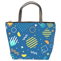 Flat-design-geometric-shapes-background Bucket Bag by Salman4z