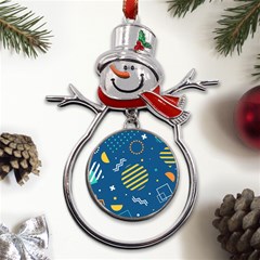 Flat-design-geometric-shapes-background Metal Snowman Ornament