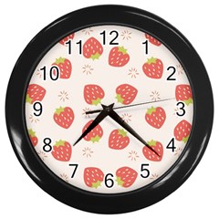 Strawberries-pattern-design Wall Clock (black) by Salman4z