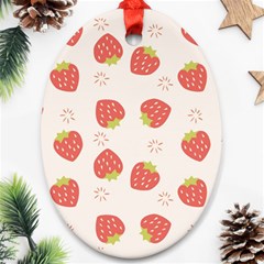 Strawberries-pattern-design Oval Ornament (two Sides)