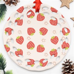 Strawberries-pattern-design Ornament (round Filigree)