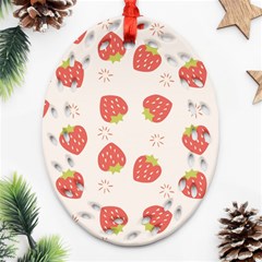 Strawberries-pattern-design Oval Filigree Ornament (two Sides)