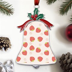 Strawberries-pattern-design Metal Holly Leaf Bell Ornament