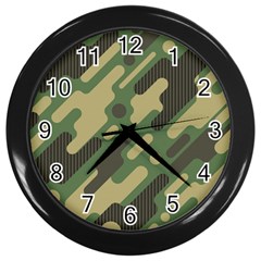 Camouflage-pattern-background Wall Clock (black) by Salman4z