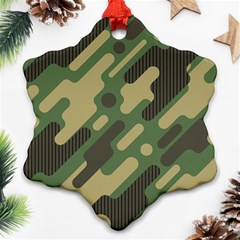 Camouflage-pattern-background Snowflake Ornament (two Sides)