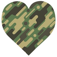 Camouflage-pattern-background Wooden Puzzle Heart by Salman4z