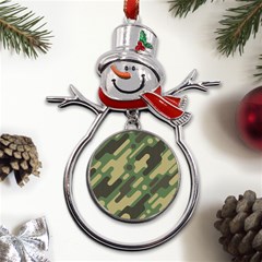 Camouflage-pattern-background Metal Snowman Ornament